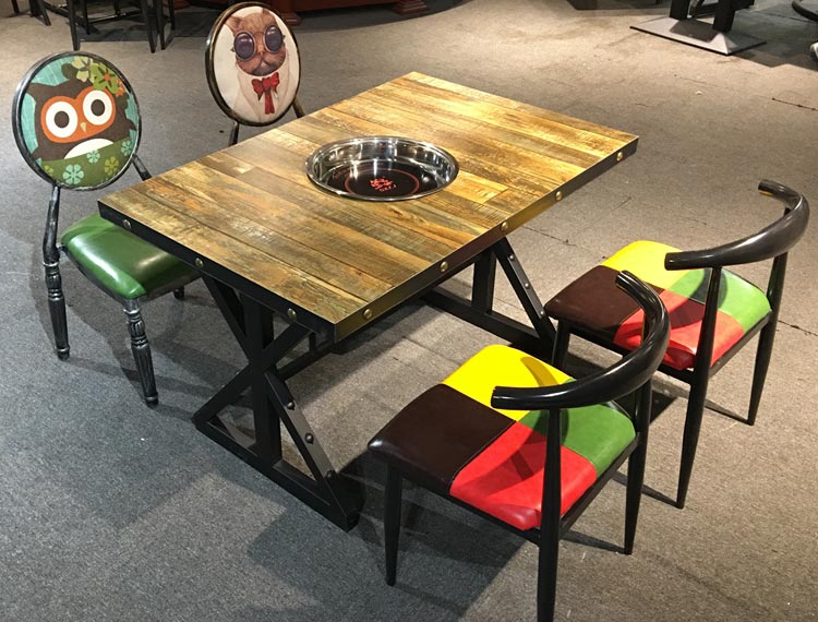 高档火锅店餐桌椅产品实拍图片