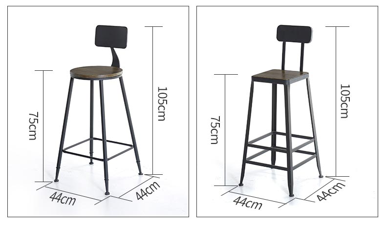 梦达实木酒吧桌椅吧椅尺寸示意图