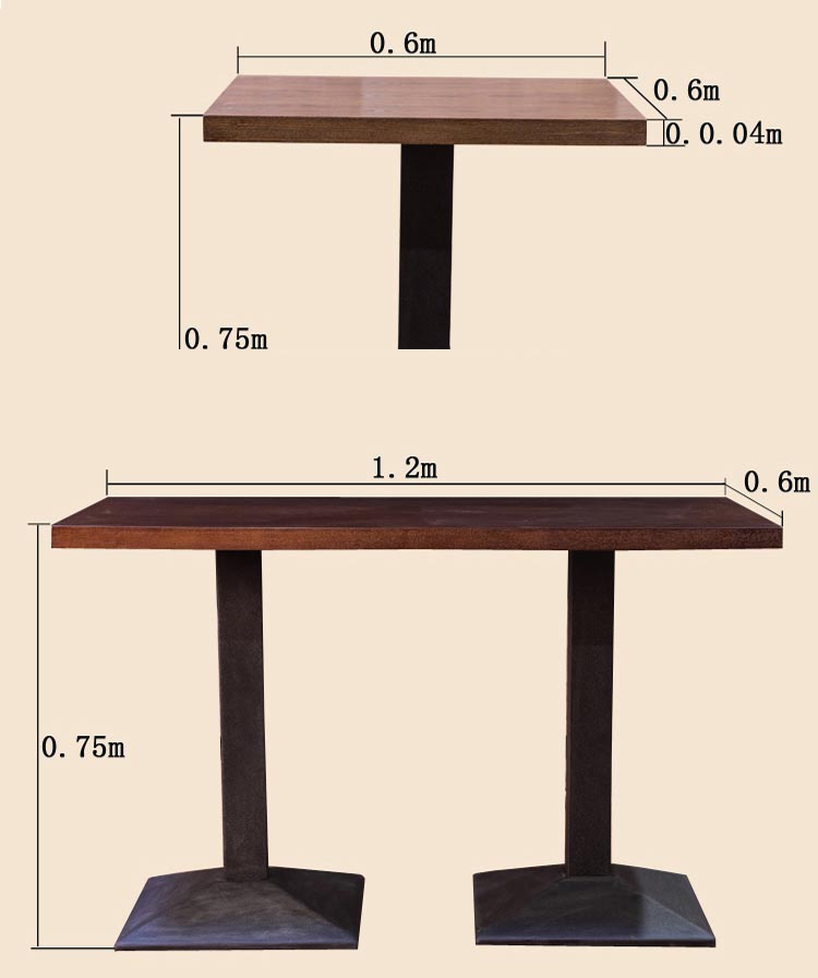 梦达实木西餐餐桌尺寸示意图