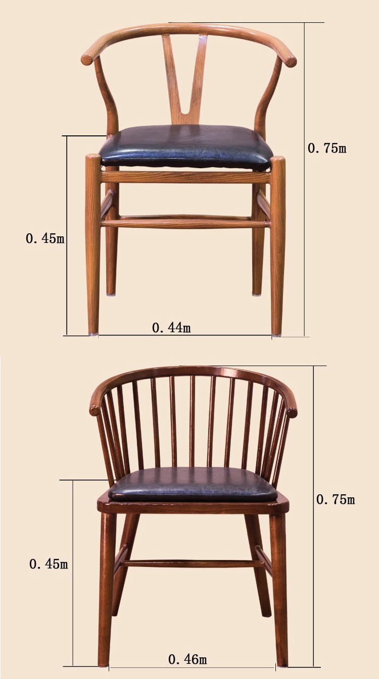 梦达实木西餐皮椅尺寸示意图