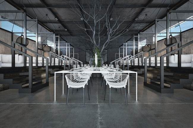 黑白世界的西餐厅桌椅装修效果图