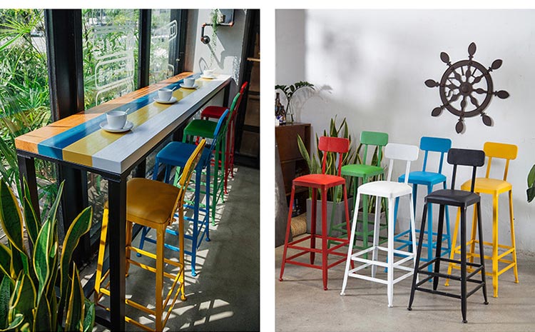 梦达七彩木酒吧桌椅搭配多种颜色吧椅