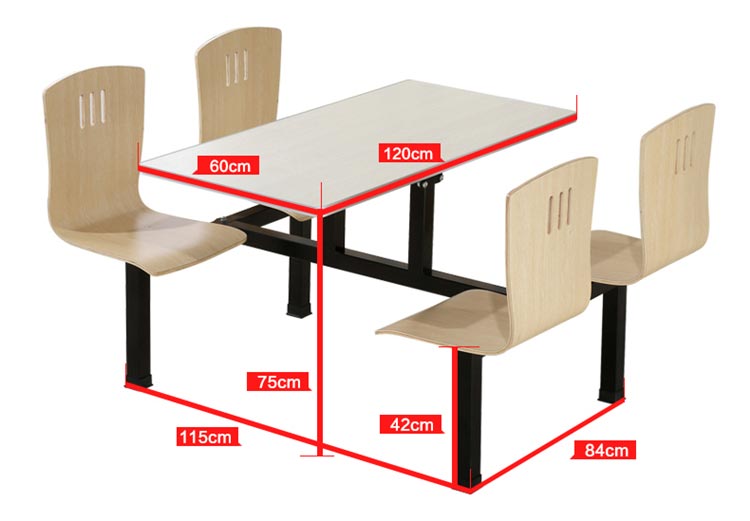 连体快餐桌椅尺寸示意图