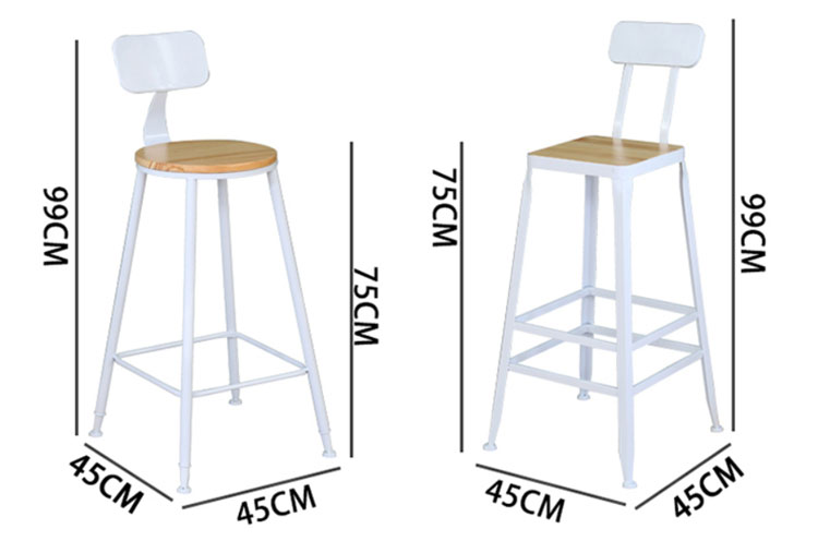 酒吧休闲桌椅配套吧椅尺寸示意图